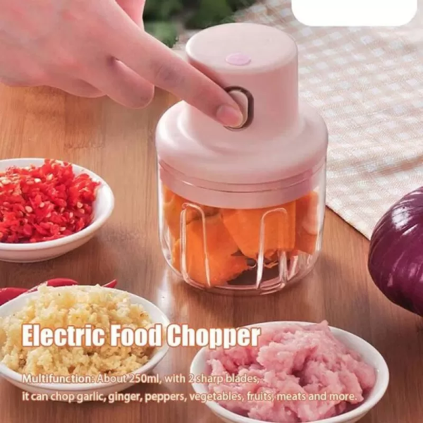 Single Bowl Usb Rechargeable Mini Grinder Food Chopper ( 250 ml)